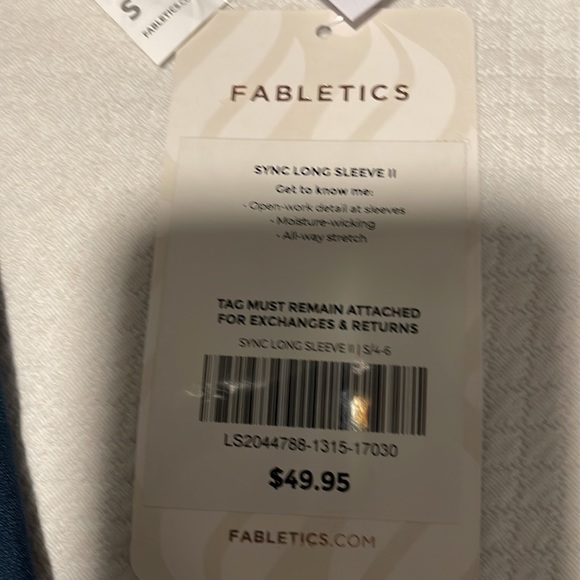 NWT Fabletics Sync Long Sleeve Small Blue - Picture 2 of 3